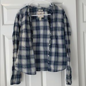 Hollister Blue and green Plaid Shirt